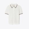 T Monogram Cotton Pointelle Zip Polo