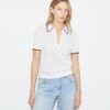 T Monogram Cotton Pointelle Zip Polo