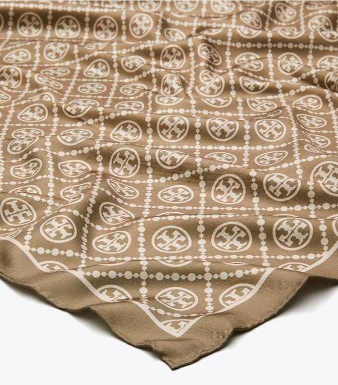 T Monogram dubbelsidig silkescarf