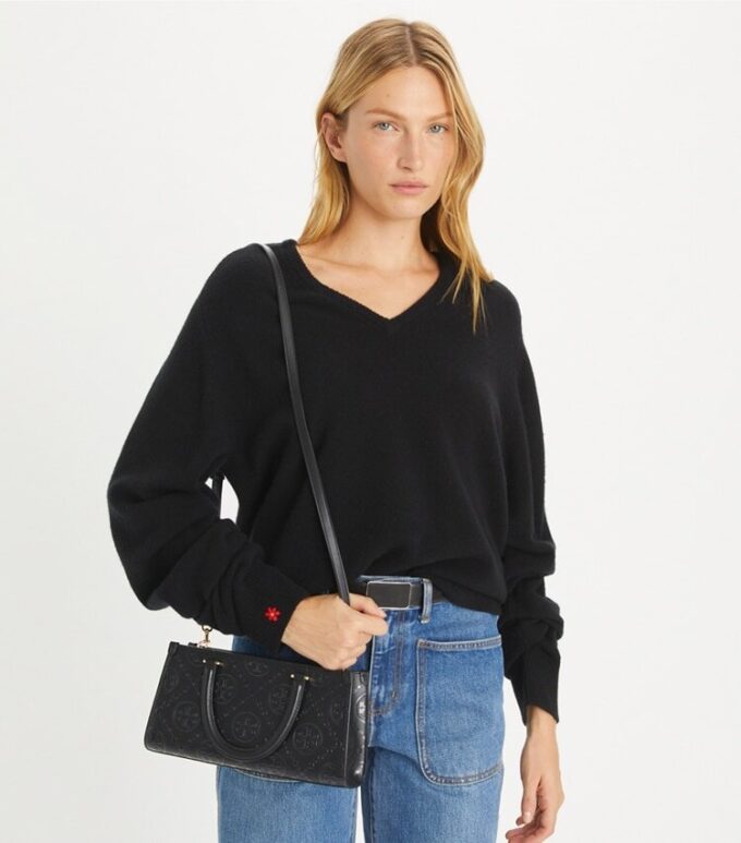 T Monogram Embossed Small East-West Tote T Monogram Embossed Small East-West Tote