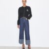 T Monogram Kontrastmanschettade raka jeans T Monogram Kontrastmanschettade raka jeans
