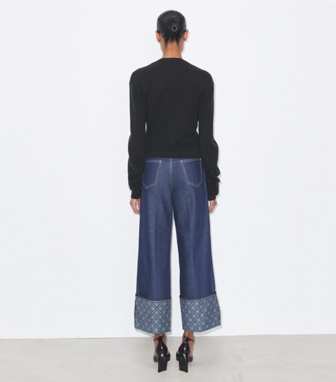 T Monogram Kontrastmanschettade raka jeans T Monogram Kontrastmanschettade raka jeans