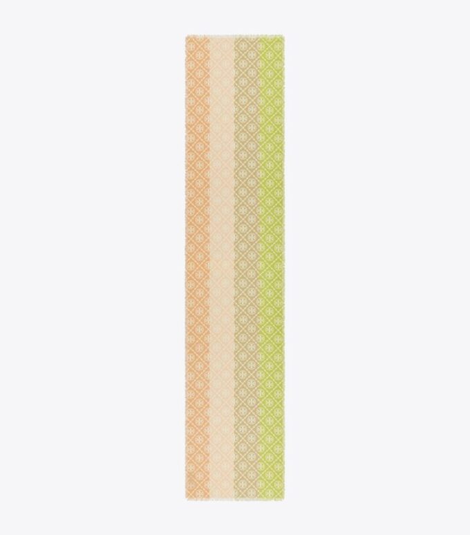 T Monogram Multi-Stripe Oblong Scarf