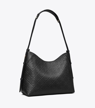 T Monogram Pebbled Messenger Bag