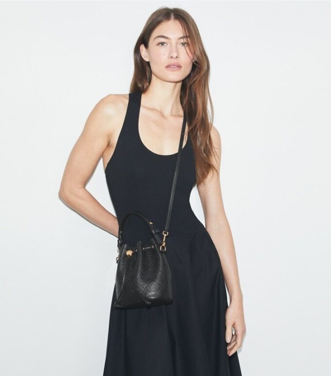 T Monogram Pebbled Mini Bucket Bag T Monogram Pebbled Mini Bucket Bag