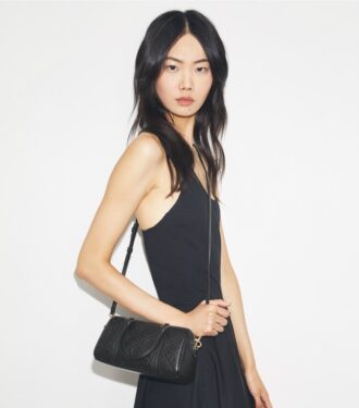 T Monogram Pebbled Petite Barrel Bag
