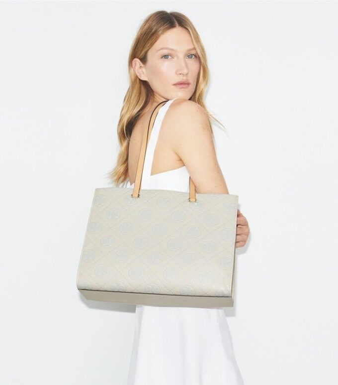 T Monogram Pebbled Tote T Monogram Pebbled Tote