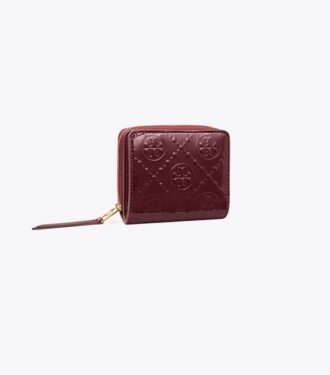 T Monogram-plånbok med präglat lackläder