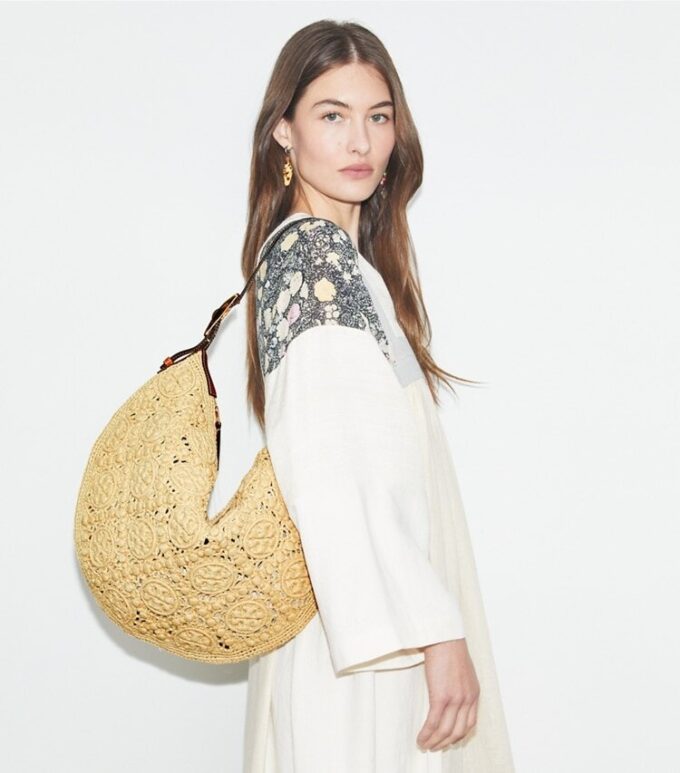 T Monogram Raffia Balloon Bag T Monogram Raffia Balloon Bag