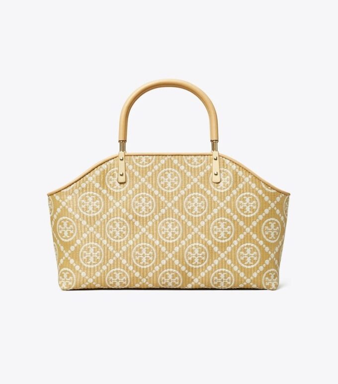 T Monogram Raffia Small Basket Tote T Monogram Raffia Small Basket Tote
