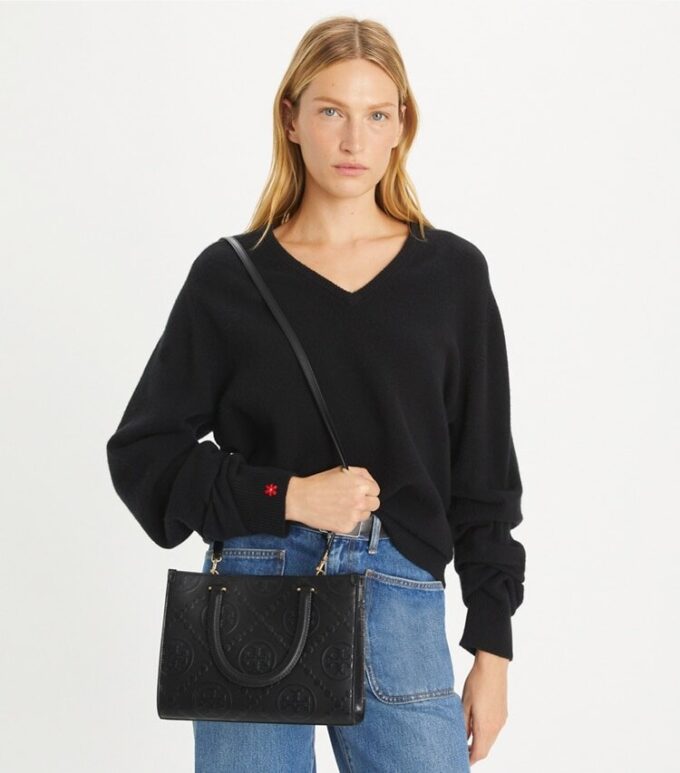 T Monogram Top-Handle Embossed Tote T Monogram Top-Handle Embossed Tote