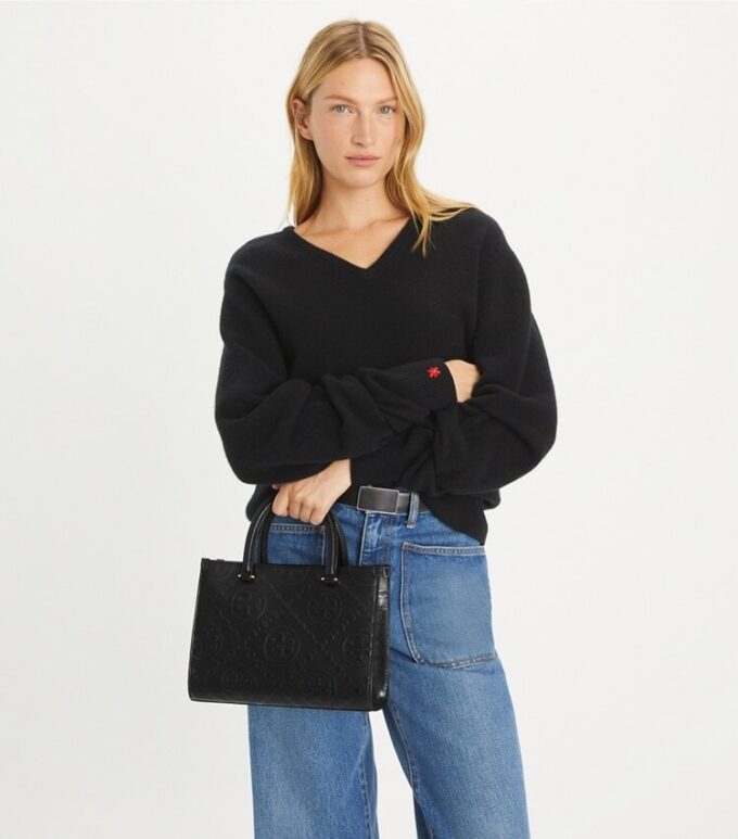 T Monogram Top-Handle Embossed Tote T Monogram Top-Handle Embossed Tote