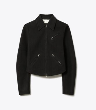 T Monogram Wool Biker Jacket