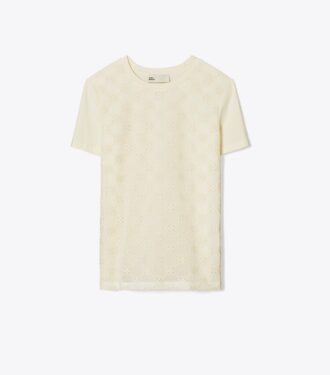 T-shirt med logotyp i spets
