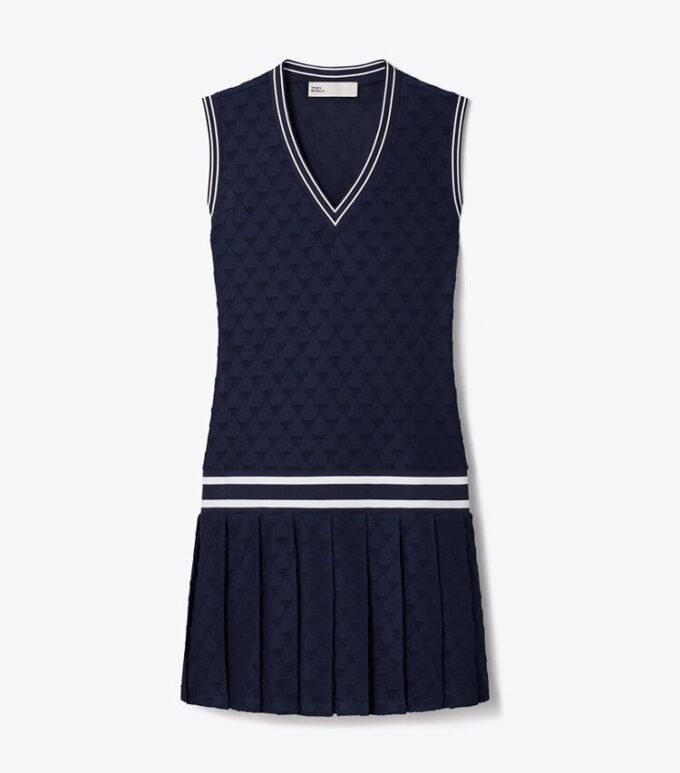 Tennisklänning i frottéjacquard Tennisklänning i frottéjacquard