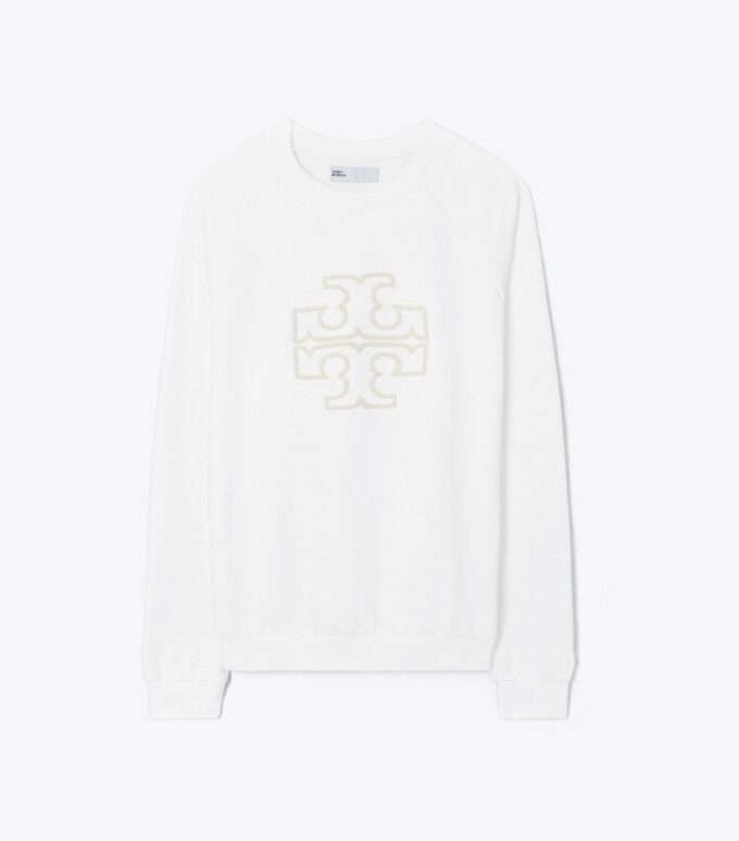 Tjock fransk frotté med logotyp och rund hals Tjock fransk frotté med logotyp och rund hals