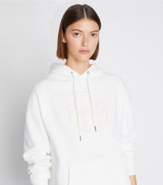 Tjock hoodie i fransk frotté med logo