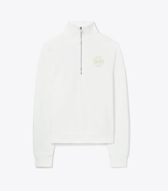 Tjock sweatshirt i fransk frotté med halv dragkedja
