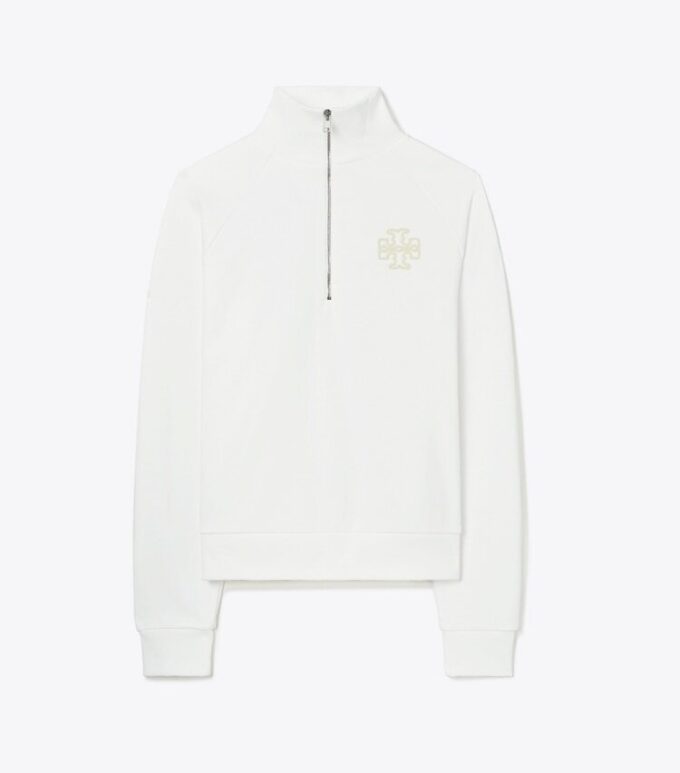 Tjock sweatshirt i fransk frotté med halv dragkedja Tjock sweatshirt i fransk frotté med halv dragkedja