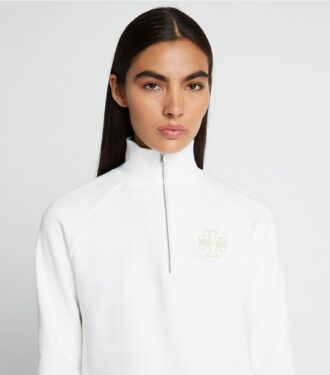 Tjock sweatshirt i fransk frotté med halv dragkedja