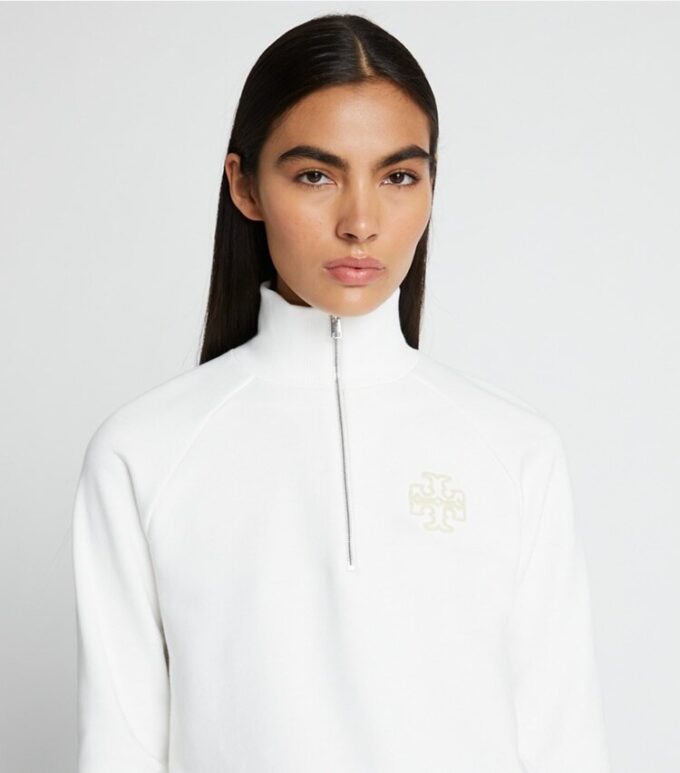 Tjock sweatshirt i fransk frotté med halv dragkedja Tjock sweatshirt i fransk frotté med halv dragkedja