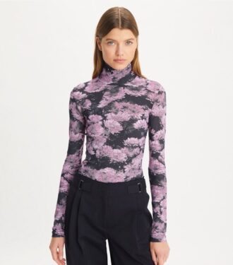Tryckt jersey-turtleneck