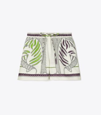 Tryckta linnecampingshorts
