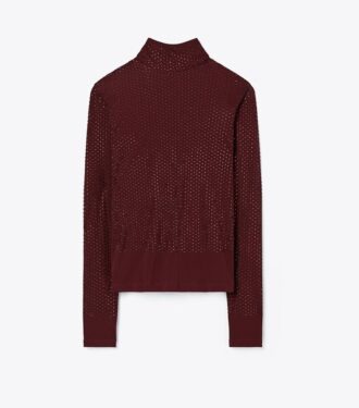 Turtleneck i viskosjersey med dekorationer