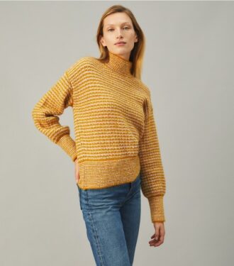 Turtleneck-tröja med ballongärmar