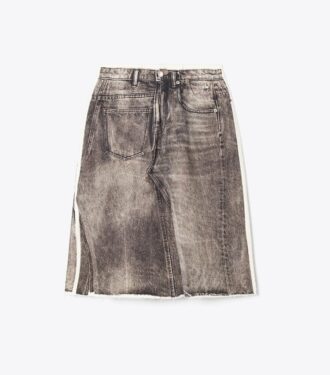 Övertryckt dekonstruerad denimkjol