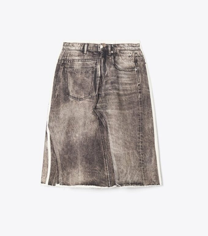 Övertryckt dekonstruerad denimkjol Övertryckt dekonstruerad denimkjol