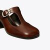 Violett mule med T-rem och klack Violett mule med T-rem och klack