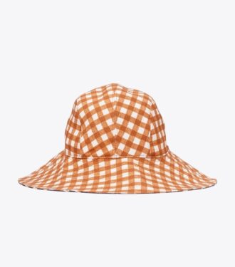 Vändbar bucket hat i rutigt tyg
