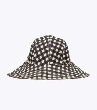 Vändbar bucket hat i rutigt tyg