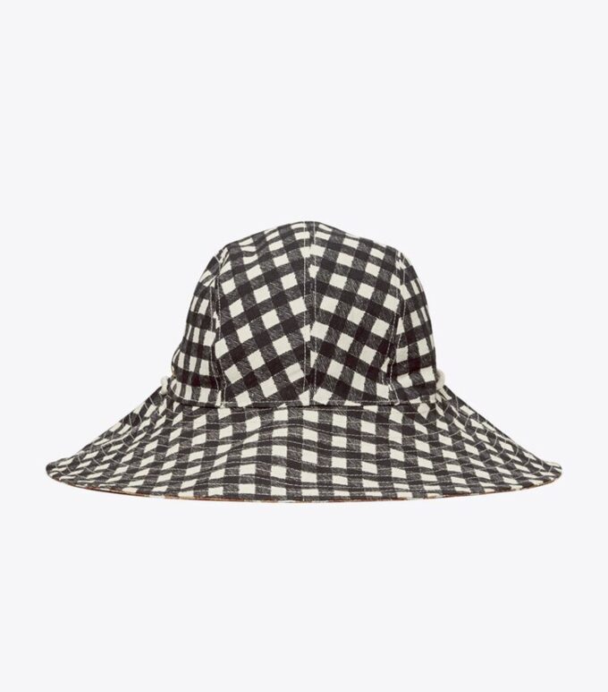 Vändbar bucket hat i rutigt tyg Vändbar bucket hat i rutigt tyg